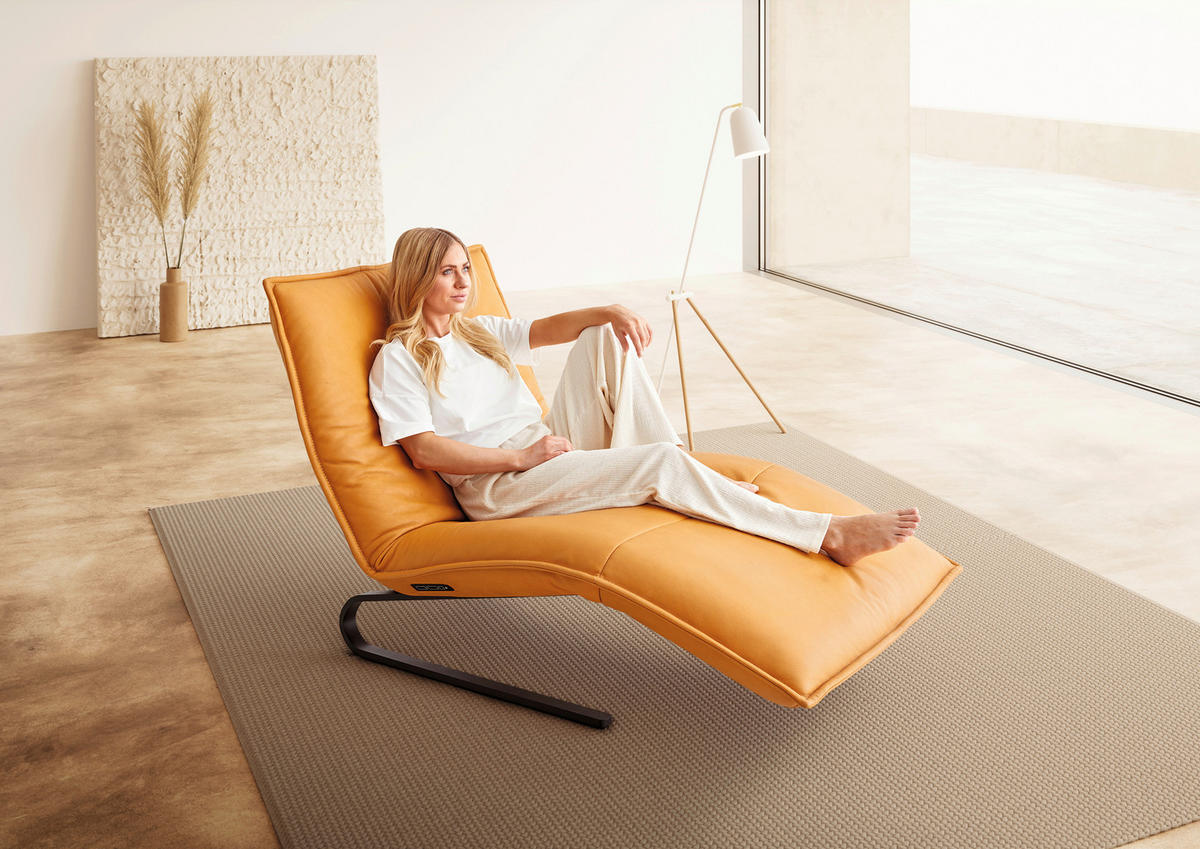 RELAXLIEGE Echtleder Orange  - Beige/Schwarz, Design, Leder/Metall (86/42-83/141-180cm) - Koinor