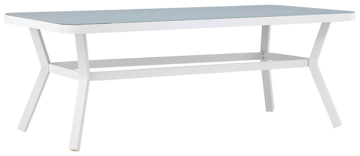 GARTENTISCH 200/100/74 cm Metall, Stein rechteckig  - Weiß, KONVENTIONELL, Stein/Metall (200/100/74cm) - Gardenson