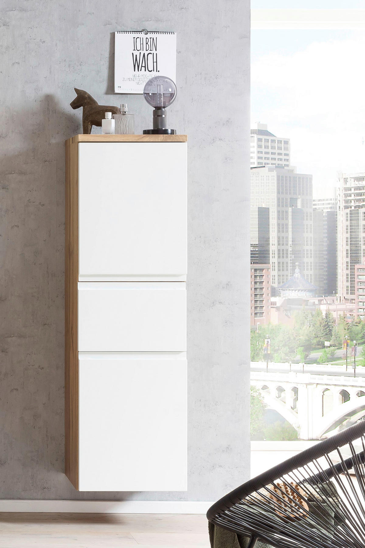 MIDISCHRANK 40/130/35 cm  - Eiche Wotan/Weiß, MODERN, Holzwerkstoff (40/130/35cm) - Held