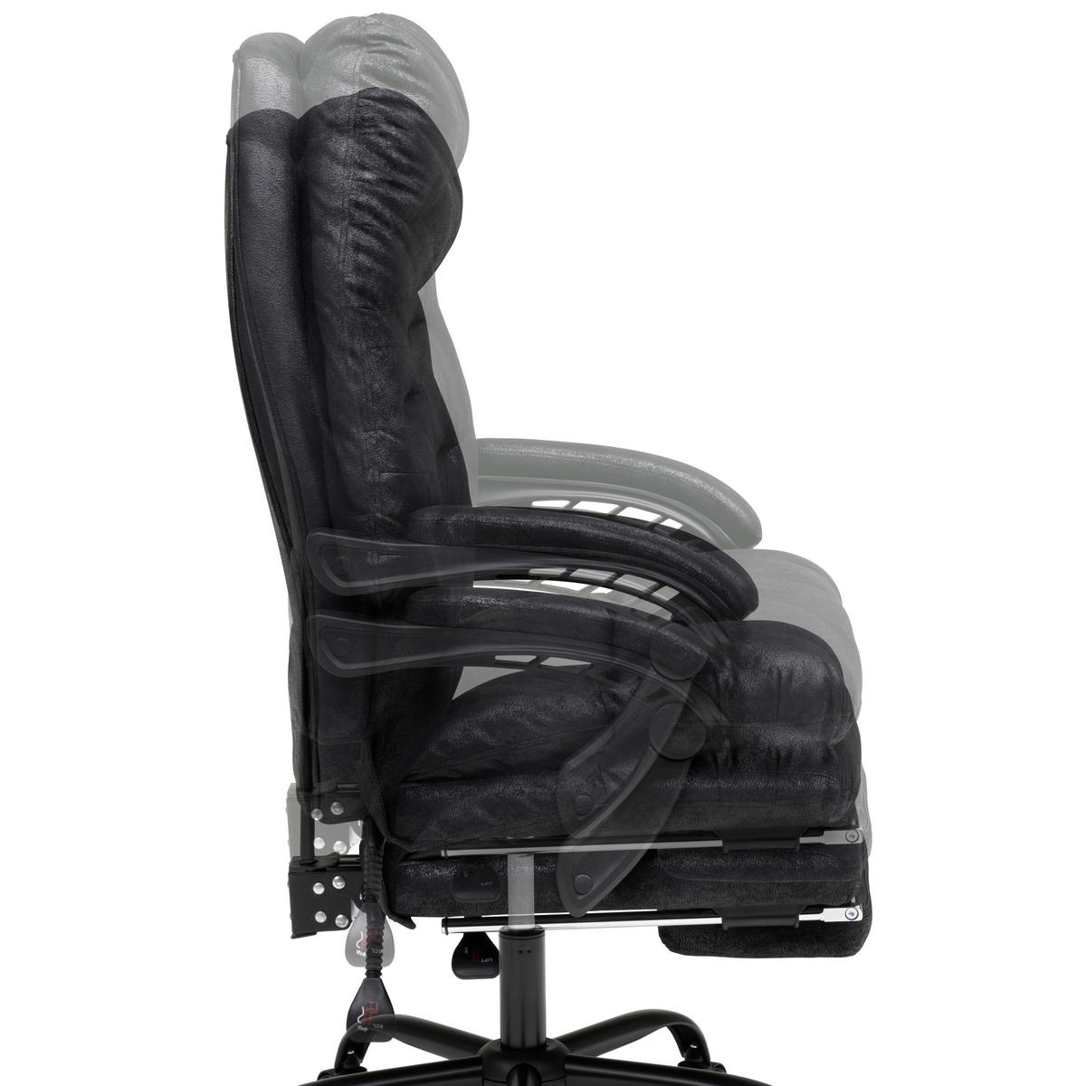 CHEFSESSEL Mikrofaser Schwarz  - Schwarz, Modern, Kunststoff/Textil (64/114/122/72cm) - MID.YOU