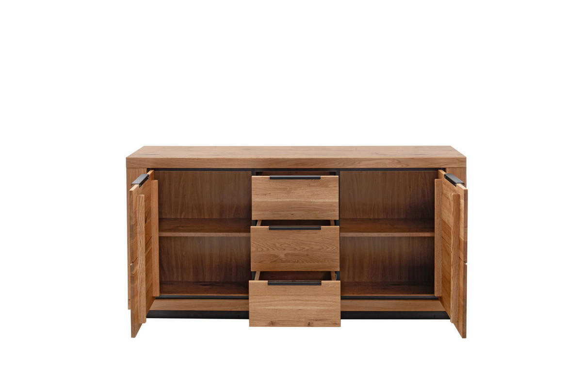 Sideboard 163cm Greno 163/80/40 cm  - Wildeiche/Schwarz, ROMANTIK / LANDHAUS, Holz/Holzwerkstoff (163/80/40cm)