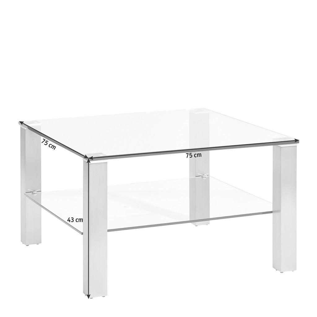 Thumbnail - Novel Couchtisch, Klar, Silber, Metall, Glas, rechteckig, eckig, 75x43x75 cm, Wohnzimmer, Wohnzimmertische, Couchtische,...