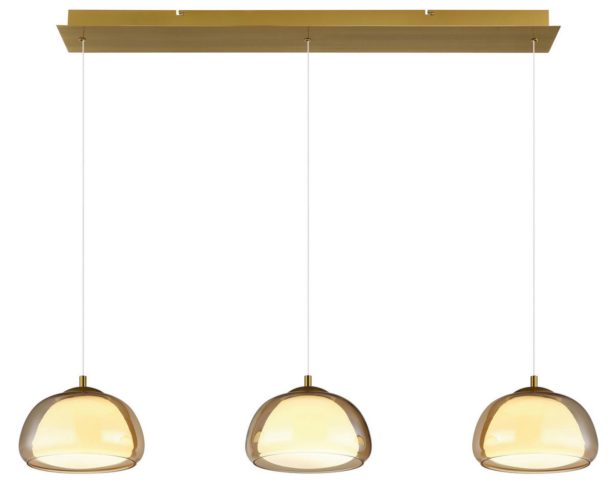 LED-HÄNGELEUCHTE 117/25/150 cm  - Transparent/Goldfarben, Design, Glas/Kunststoff (117/25/150cm) - Globo