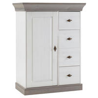 KOMMODE , 88/117/45 cm, 4 Schublade(n)  - Weiß/Grau, ROMANTIK / LANDHAUS, Holz/Metall (88/117/45cm) - Boxxx
