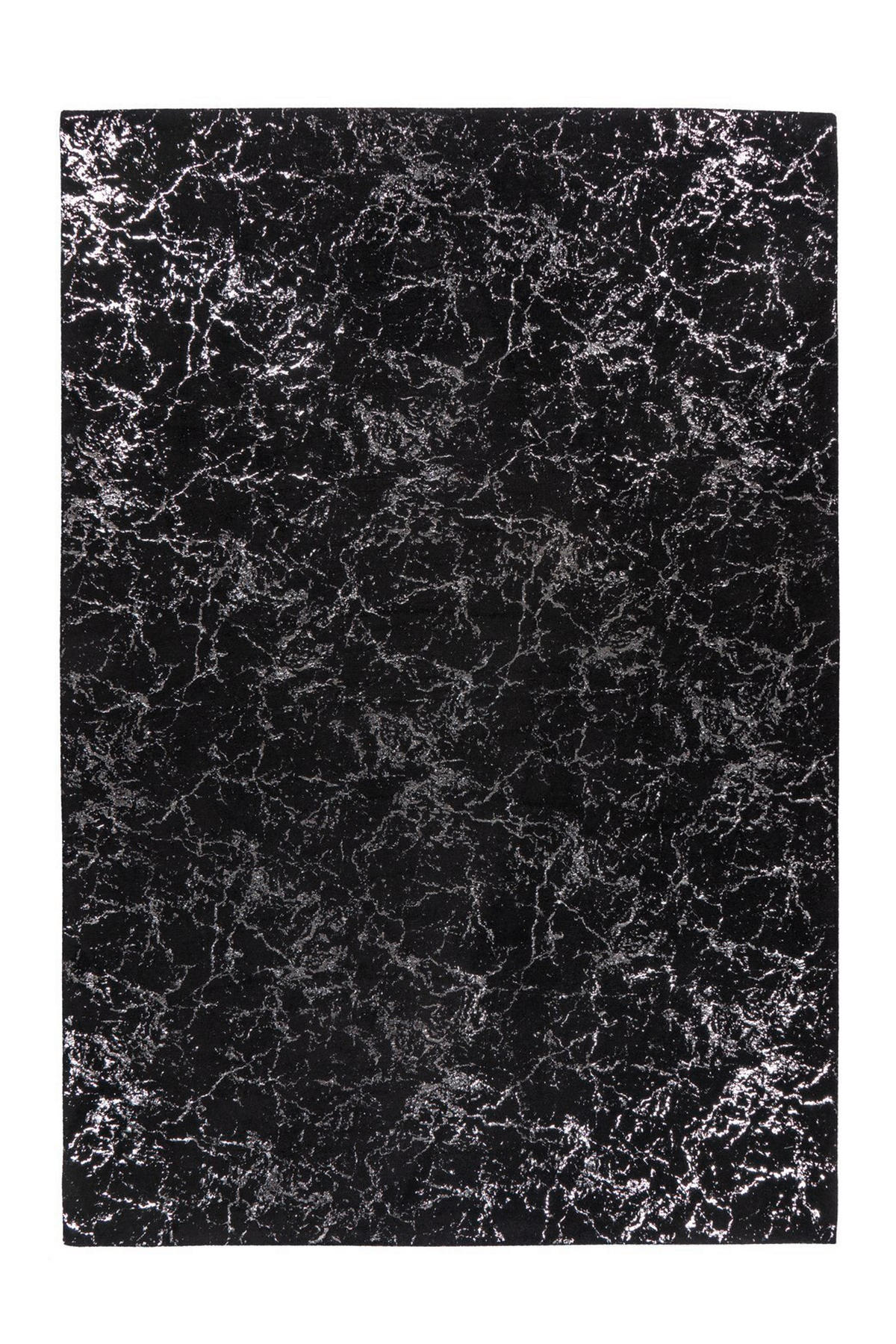 FLACHWEBETEPPICH 120/170 cm Bijou 225 Schwarz / Silber Silberfarben, Schwarz  - Silberfarben/Schwarz, KONVENTIONELL, Textil (120/170cm)