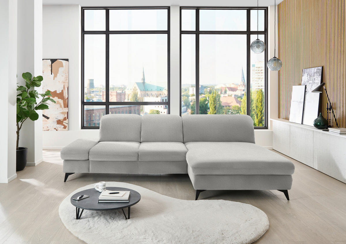 ECKSOFA  in Chenille Cappuccino  288/198 cm  - Schwarz/Cappuccino, Design, Textil/Metall (288/198cm) - Beldomo Style