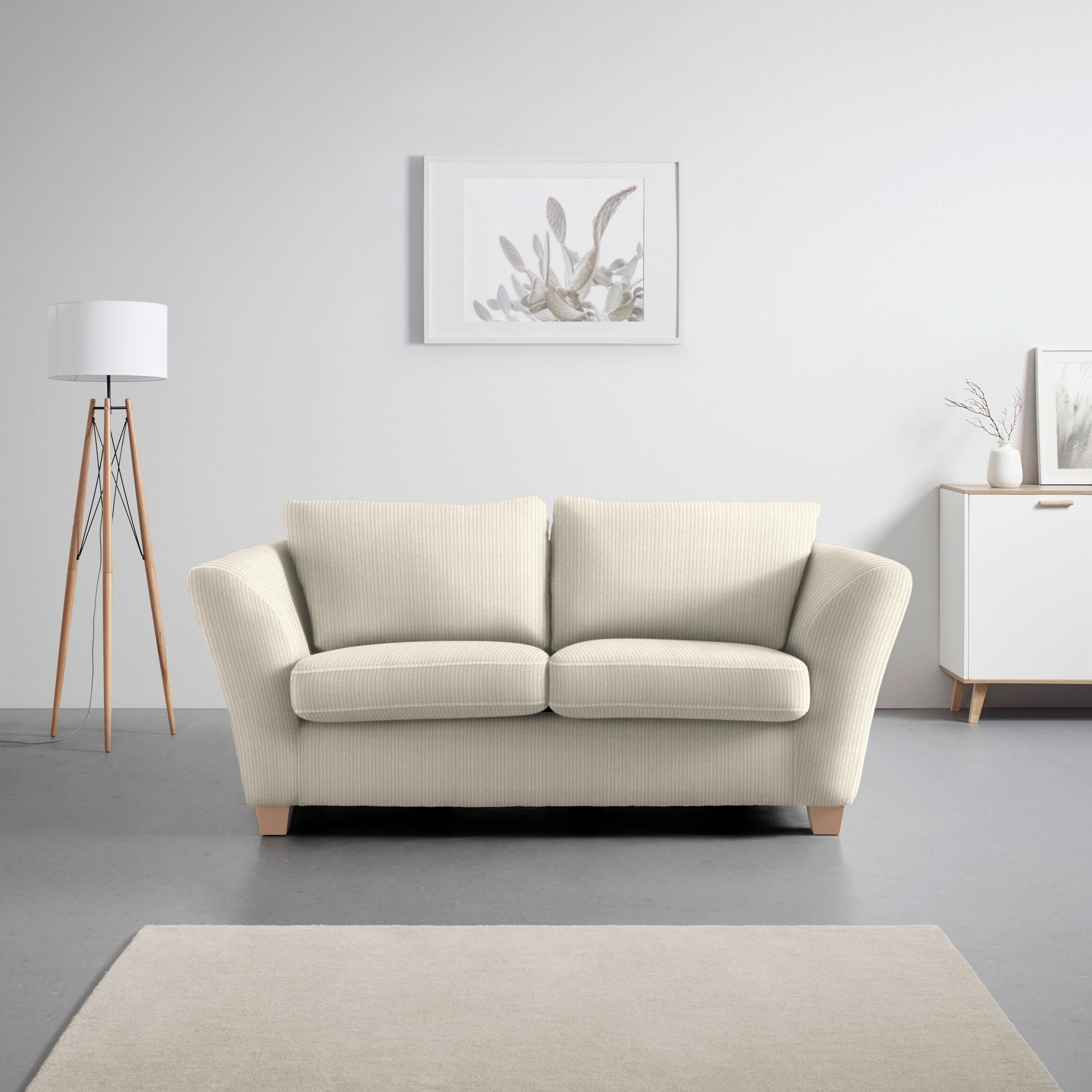2-SITZER-SOFA in Cord Beige  - Beige/Naturfarben, Holz/Textil (190/70-85/95cm) - MID.YOU