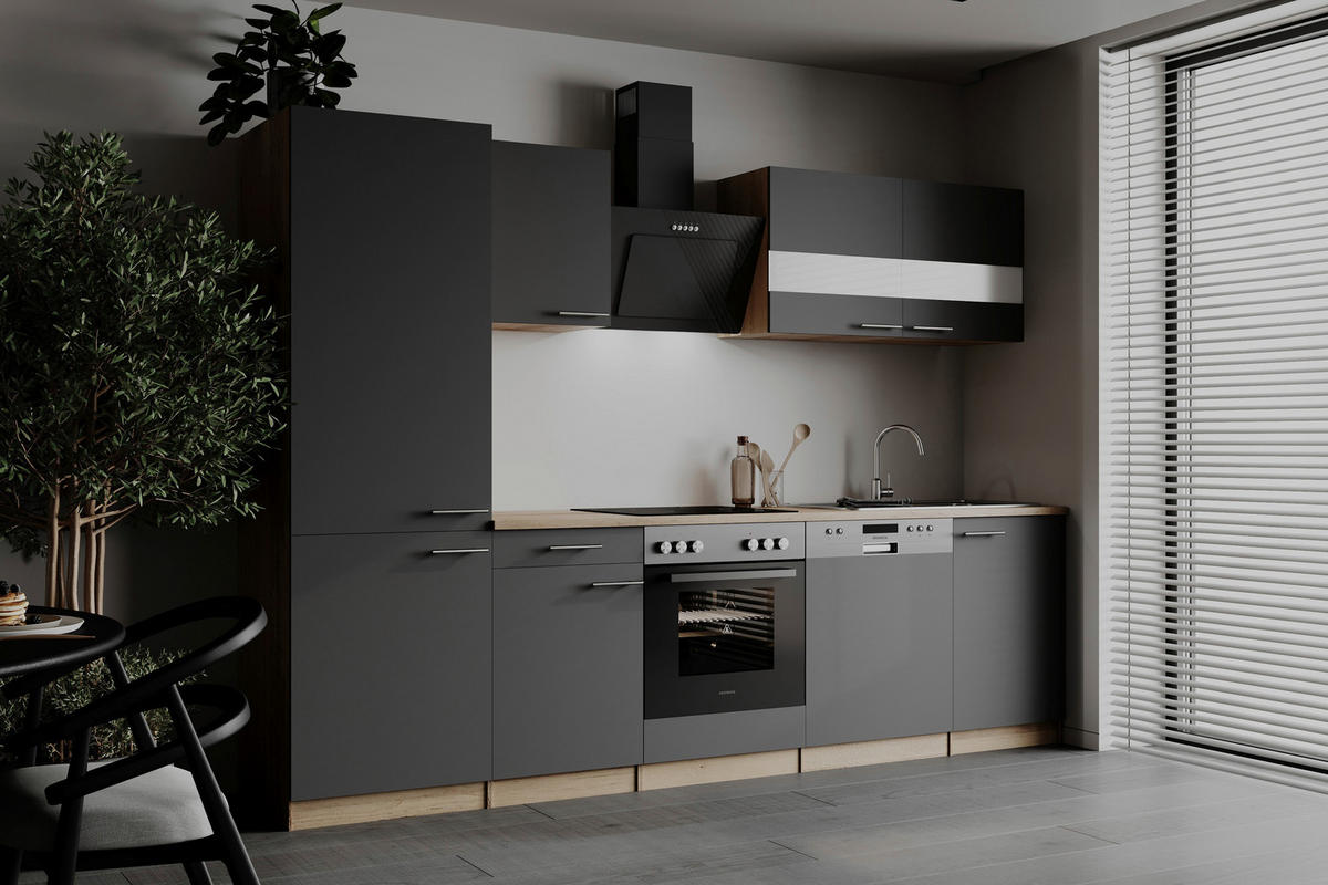 MODULKÖK UTAN VITVAROR 280 cm   i grå  - stålfärgad/grå, Basics, metall/trämaterial (280cm) - Respekta