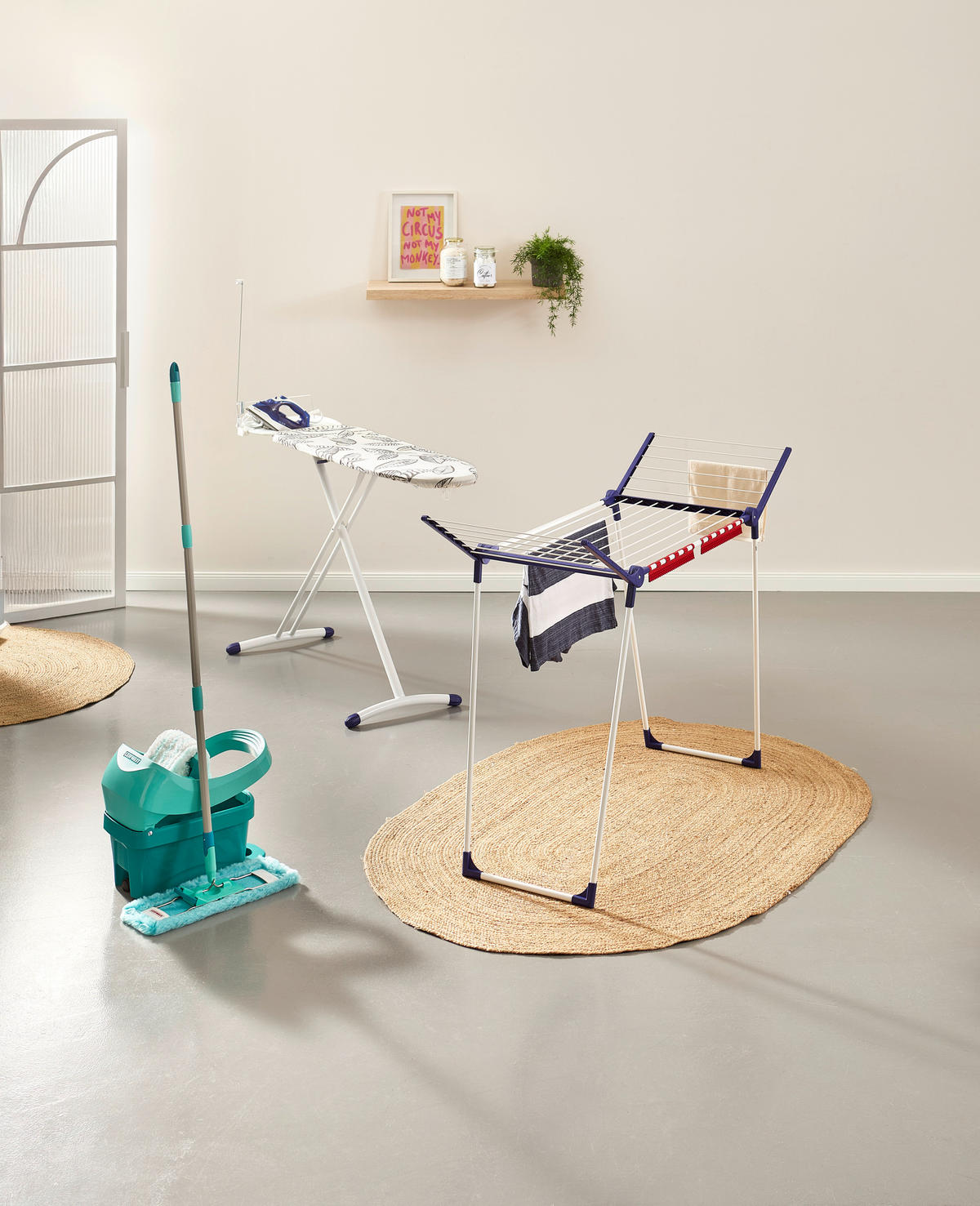 STANDTROCKNER PEGASUS 150 SOLID SLIM 157/55/87 cm  - Blau/Weiß, Basics, Kunststoff/Metall (157/55/87cm) - Leifheit