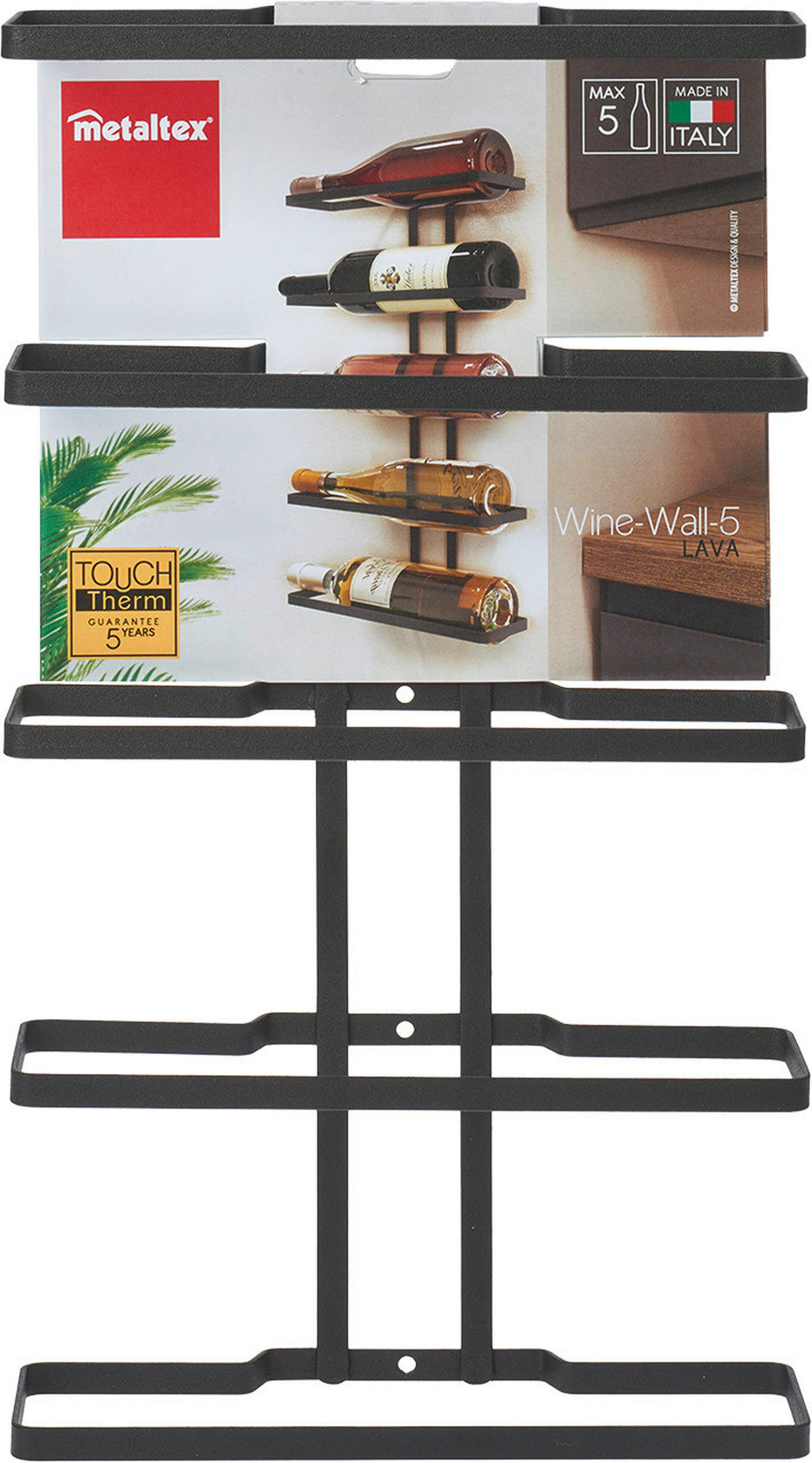 REGÁL NA LÁHVE  - černá, Basics, kov (24/9/44cm)