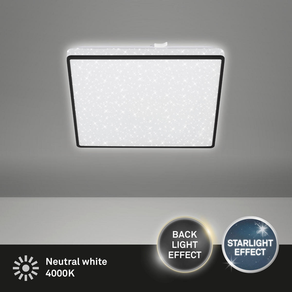 LED PLAFONJERA - crna, Osnovno, metal/plastika (27/27/4,5cm)