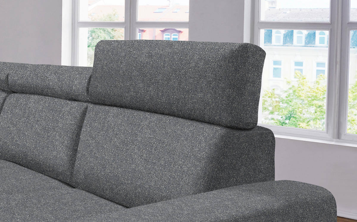 ECKSOFA  in Mikrovelours Grau  205/308 cm  - Alufarben/Grau, Design, Textil/Metall (205/308cm) - Sedda