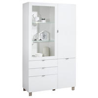 VITRINEWeiss  - Weiss/Edelstahlfarben, Design, Glas/Holzwerkstoff (109,7/190,7/41,4cm) - Hom`in