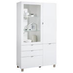 VITRINE Weiß  109,7/190,7/41,4 cm  - Edelstahlfarben/Champagner, Design, Glas/Holzwerkstoff (109,7/190,7/41,4cm) - Hom`in