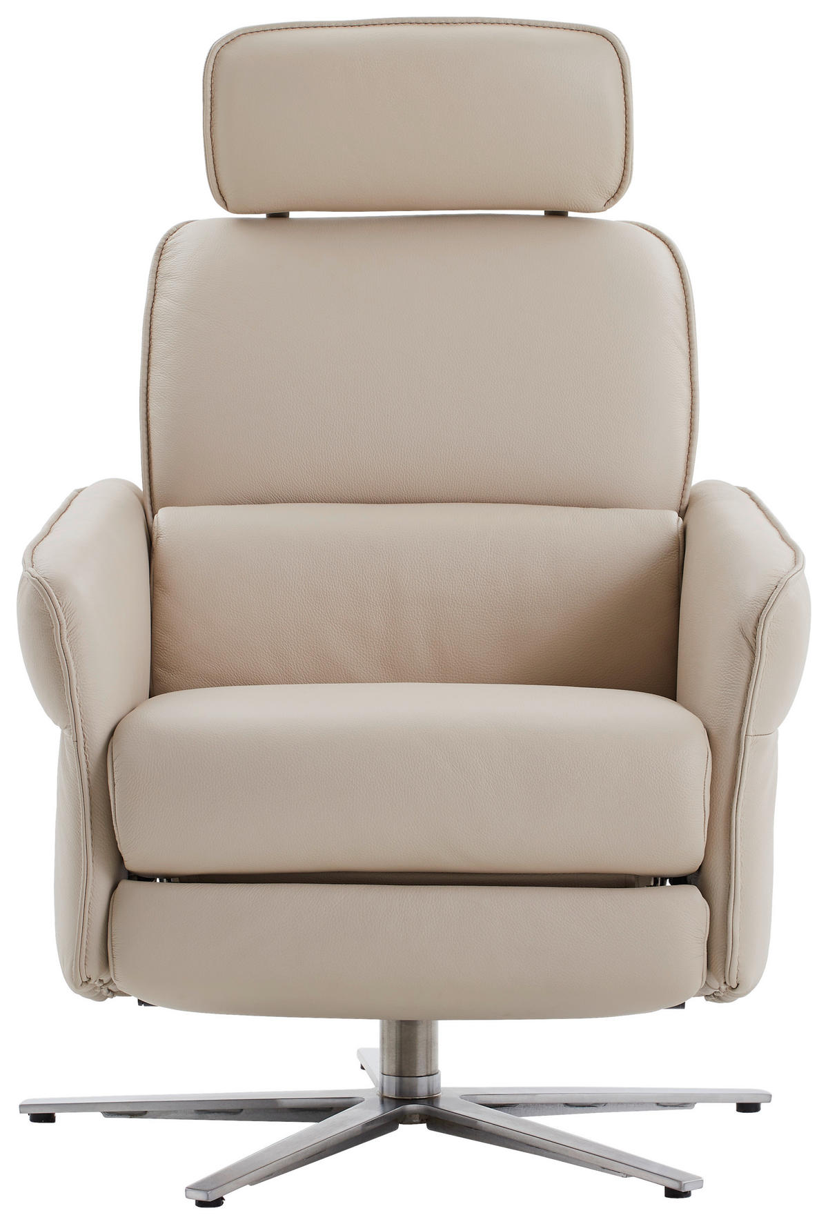 RELAXSESSEL in Leder Hellgrau  - Edelstahlfarben/Hellgrau, Design, Leder/Metall (72/89/91cm) - Himolla