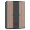 KLEIDERSCHRANK 135/199/58 cm 3-türig Braun, Graphitfarben  - Schwarz/Graphitfarben, KONVENTIONELL, Holzwerkstoff/Kunststoff (135/199/58cm) - Boxxx