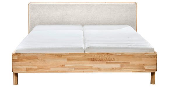 BETT 180/200 cm,  in Creme, Wildeiche,  - Wildeiche/Creme, Natur, Holz/Textil (180/200cm) - Linea Natura