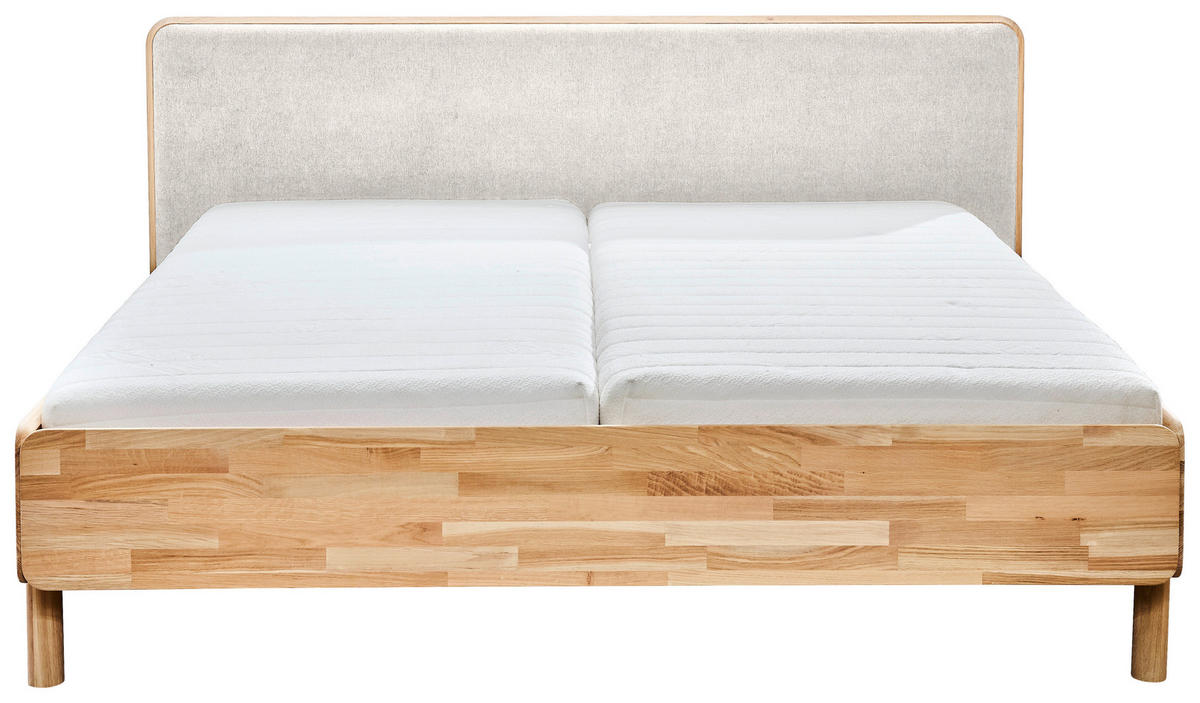 BETT 180/200 cm,  in Creme, Wildeiche,  - Wildeiche/Creme, Natur, Holz/Textil (180/200cm) - Linea Natura
