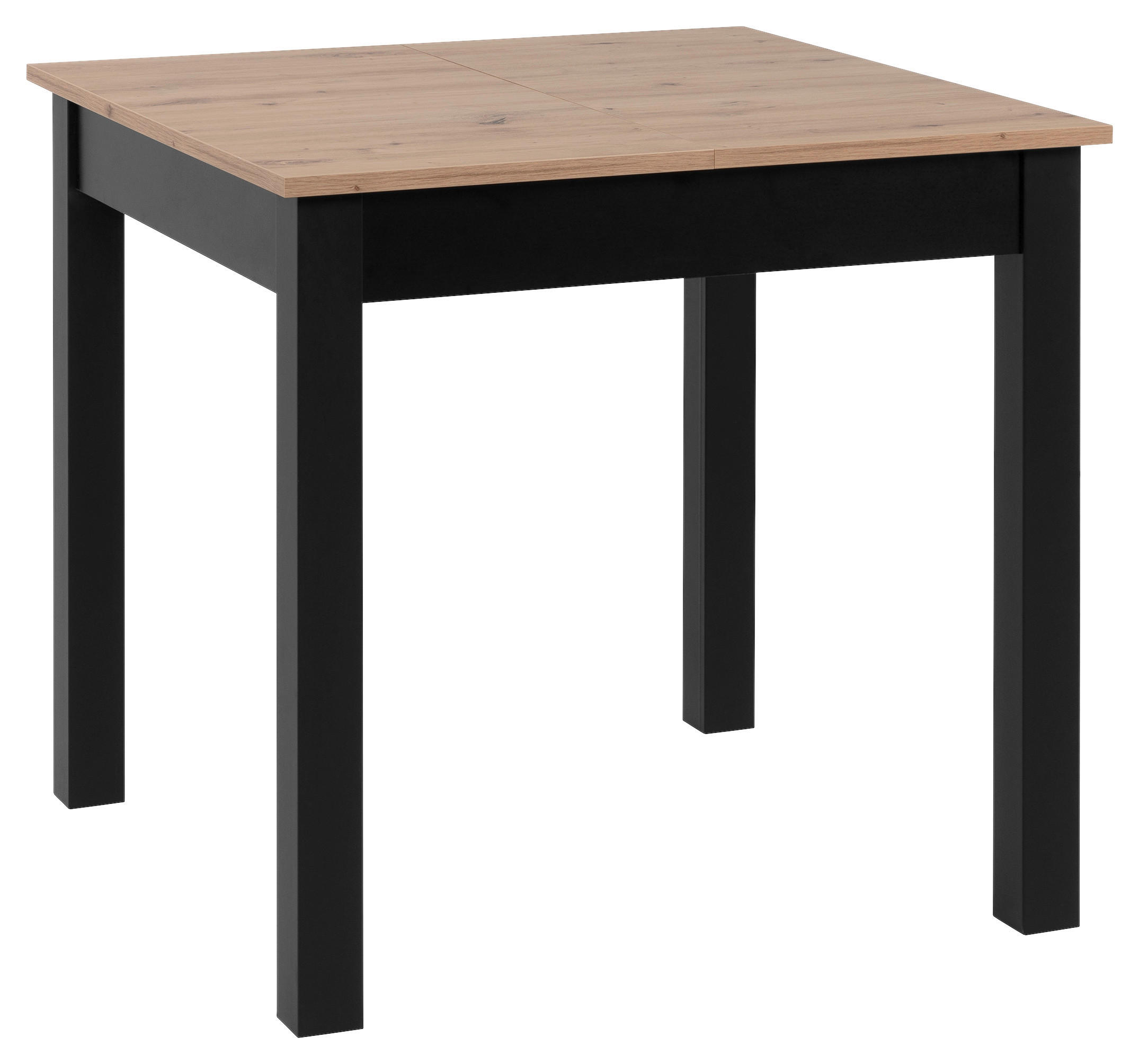ESSTISCH Schwarz, Eiche Artisan quadratisch  ausziehbar  - Schwarz/Eiche Artisan, Basics, Holzwerkstoff (80/80/76,5cm) - MID.YOU