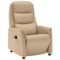 FERNSEHSESSEL  mit Relaxfunktion, Aufstehhilfe, Rücken echt Echtleder Beige  - Beige/Schwarz, KONVENTIONELL, Leder/Kunststoff (70/107/88cm) - Livetastic