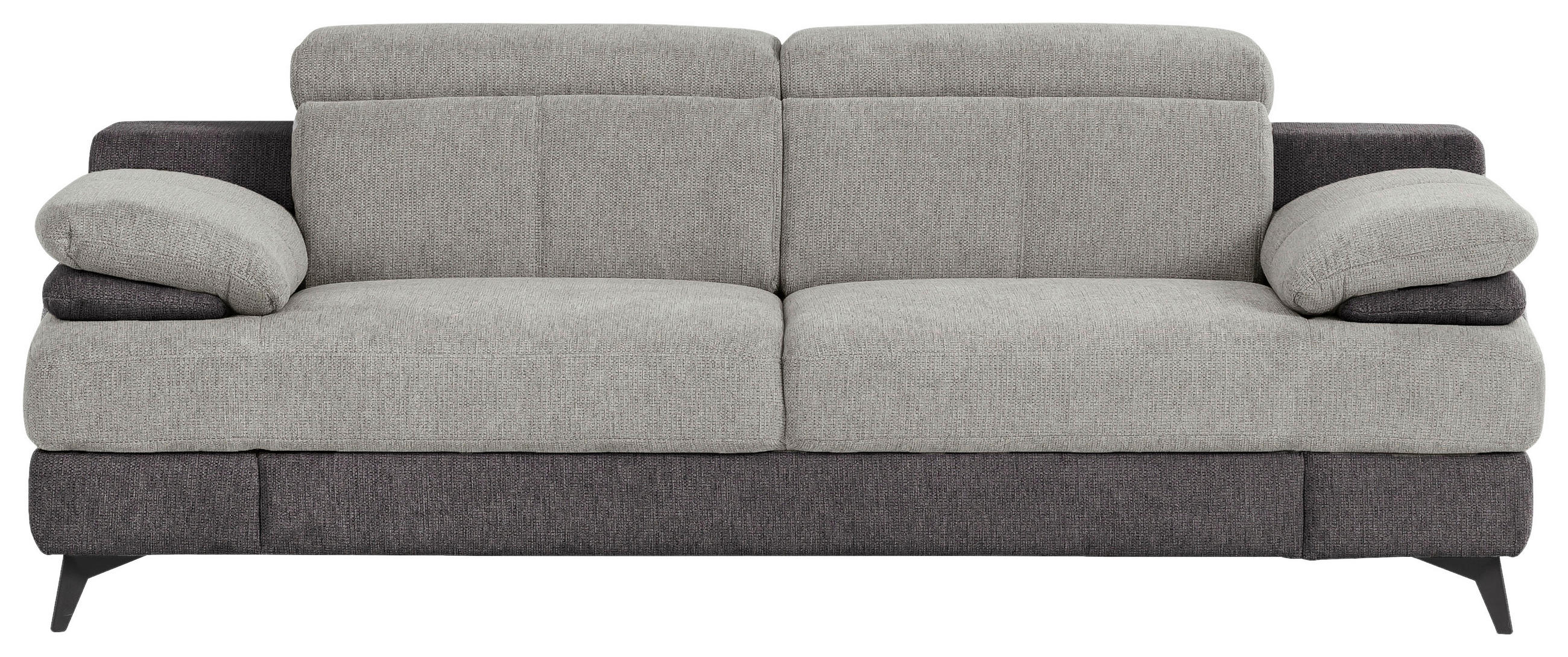2-SITZER-SOFA Chenille Hellgrau, Dunkelgrau  - Dunkelgrau/Hellgrau, Design, Textil/Metall (205/80/104cm) - Livetastic