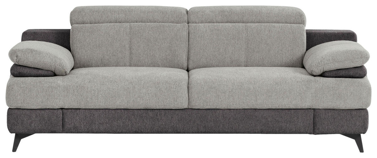 2-SITZER-SOFA Chenille Hellgrau, Dunkelgrau  - Dunkelgrau/Hellgrau, Design, Textil/Metall (205/80/104cm) - Livetastic