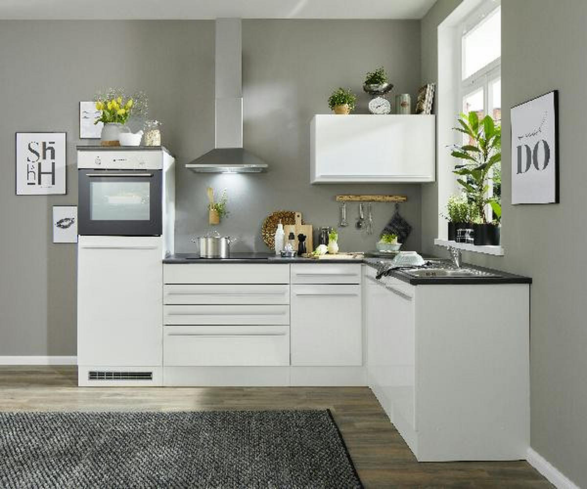 ECKKÜCHE 260/175 cm  in Weiß, Weiß Hochglanz  - Weiß Hochglanz/Anthrazit, Basics, Holzwerkstoff/Kunststoff (260/175cm) - MID.YOU