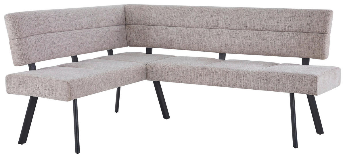 ECKBANK Metall, Textil Beige  - Beige/Schwarz, Konventionell, Textil/Metall (150/190cm) - MID.YOU