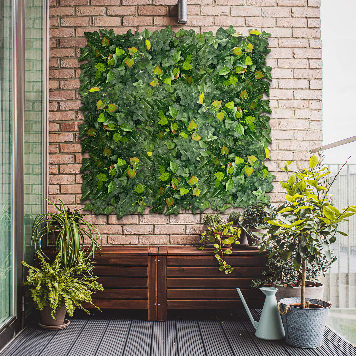 Wandverkleidung Pflanzenwand  - Hellbraun/Dunkelgrün, Trend, Kunststoff (33/33cm) - Floordirekt