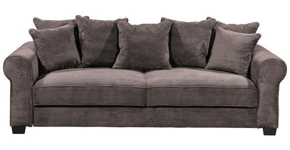 SCHLAFSOFA Cord Braun  - Schwarz/Braun, KONVENTIONELL, Kunststoff/Textil (250/95/125cm) - Hom`in