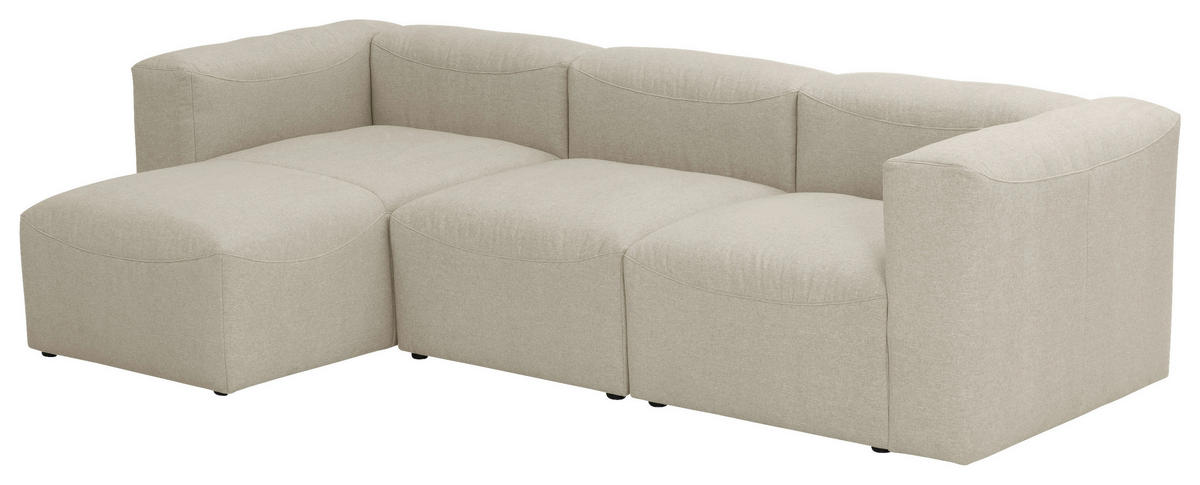 ECKSOFA in Flachgewebe Creme   - Creme, Design, Kunststoff/Textil (275/73/160cm) - Max Winzer