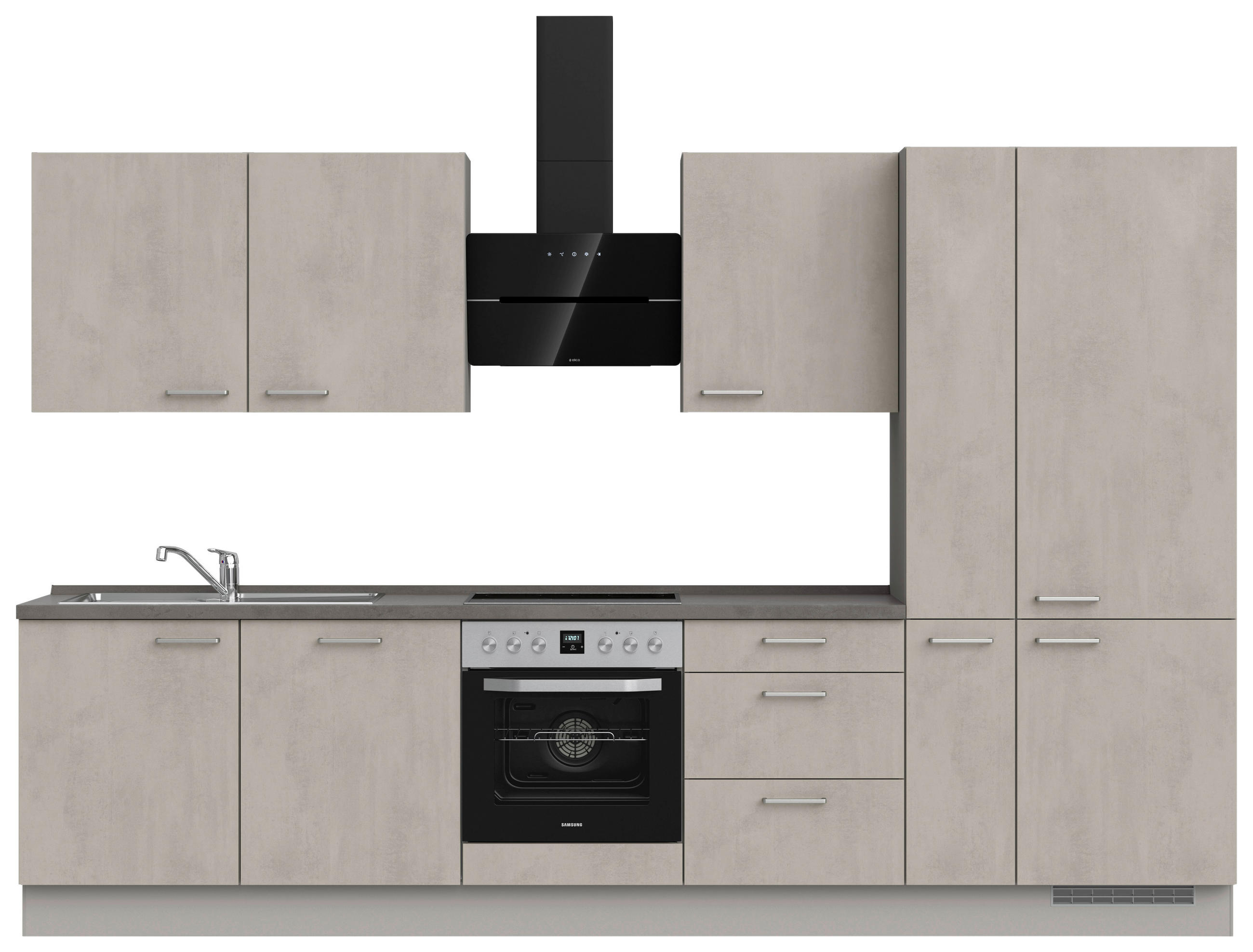 KÜCHENLEERBLOCK 330 cm   in Grau, Schieferfarben, Hellgrau  - Schieferfarben/Edelstahlfarben, MODERN, Holzwerkstoff/Metall (330cm) - Nobilia