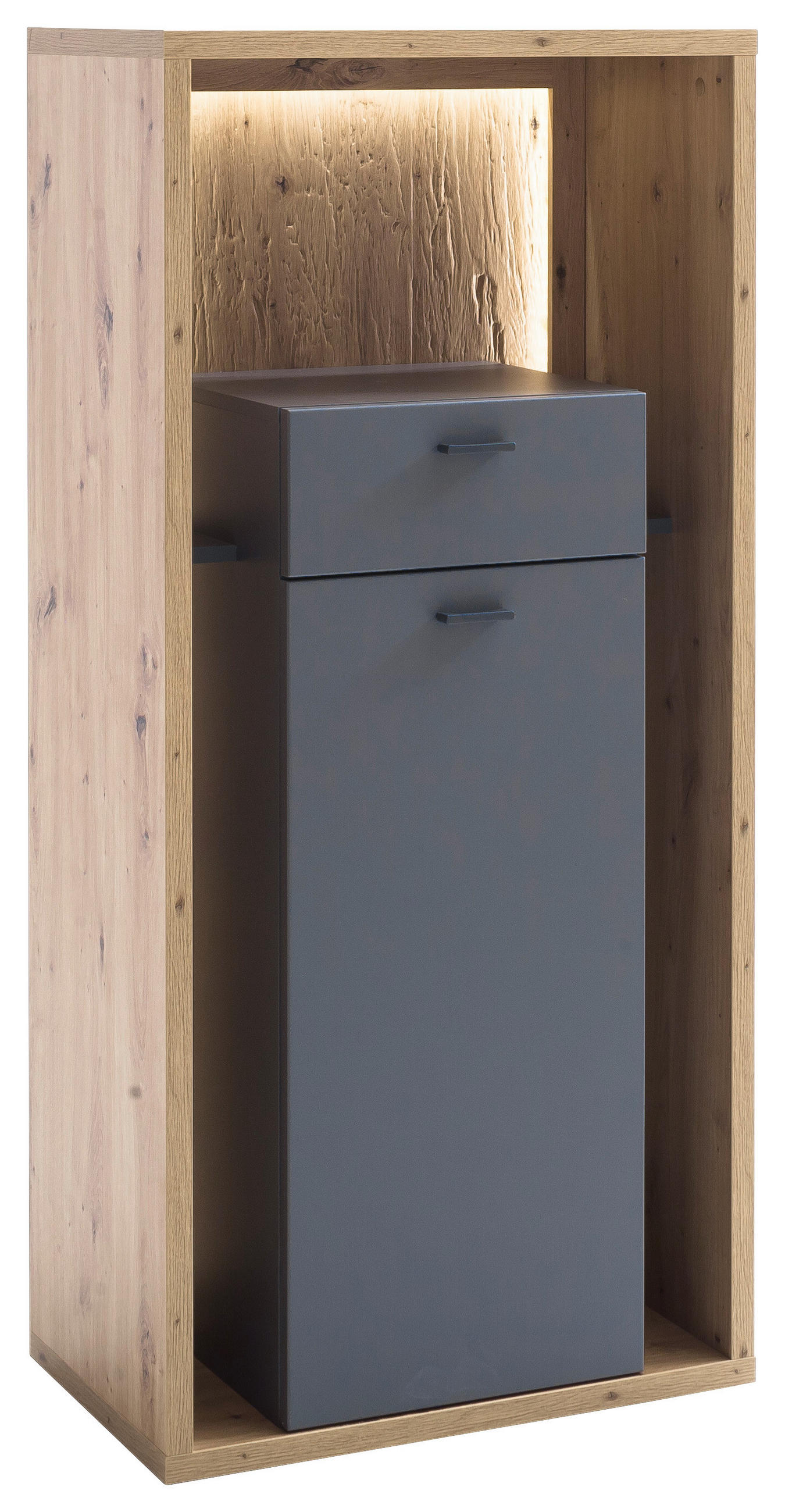HIGHBOARD Colombo 66/141/40 cm  - Eichefarben/Grau, Design, Holzwerkstoff/Metall (66/141/40cm) - MID.YOU
