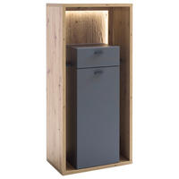 VYSOKÁ KOMODA, sivá, farba duba, 66/141/40 cm - sivá/farba duba, Design, kov/kompozitné drevo (66/141/40cm)