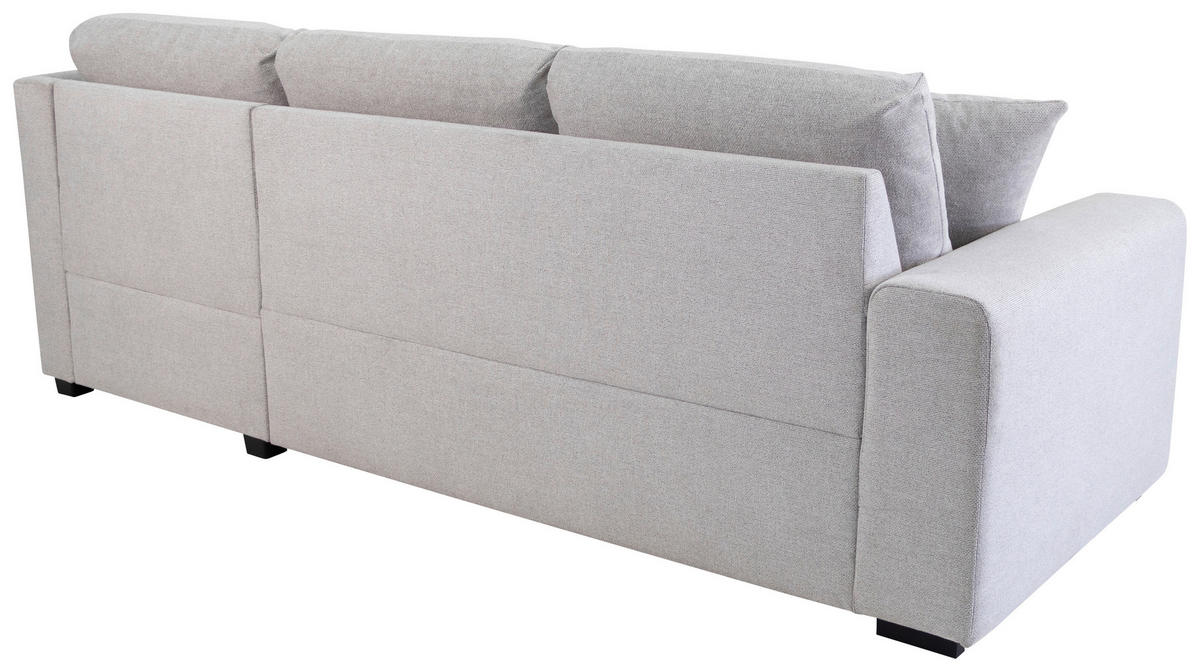 ECKSOFA LUKAS Silberfarben Struktur Zierkissen, Bettkasten  - Silberfarben, Trend, Textil (239/158cm) - P & B