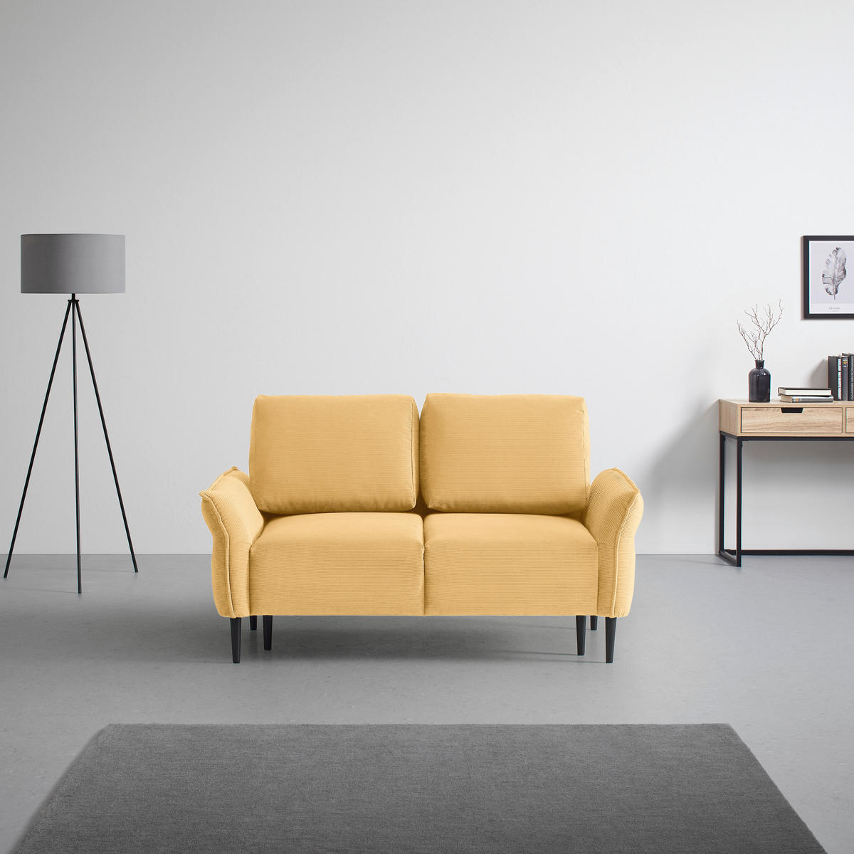 2-SITS SOFFA i textil gul  - svart/gul, Modern, trä/textil (150/85/92cm) - MID.YOU