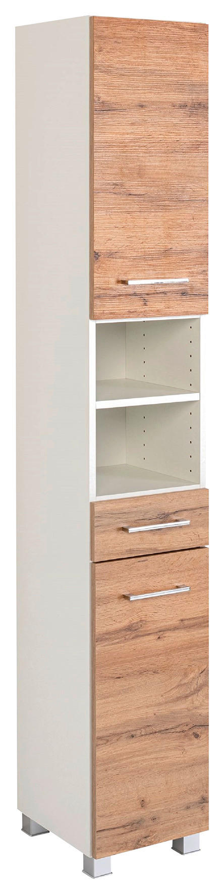 HOCHSCHRANK 30/180/35 cm  - Chromfarben/Eiche Wotan, MODERN, Holzwerkstoff/Kunststoff (30/180/35cm) - Held