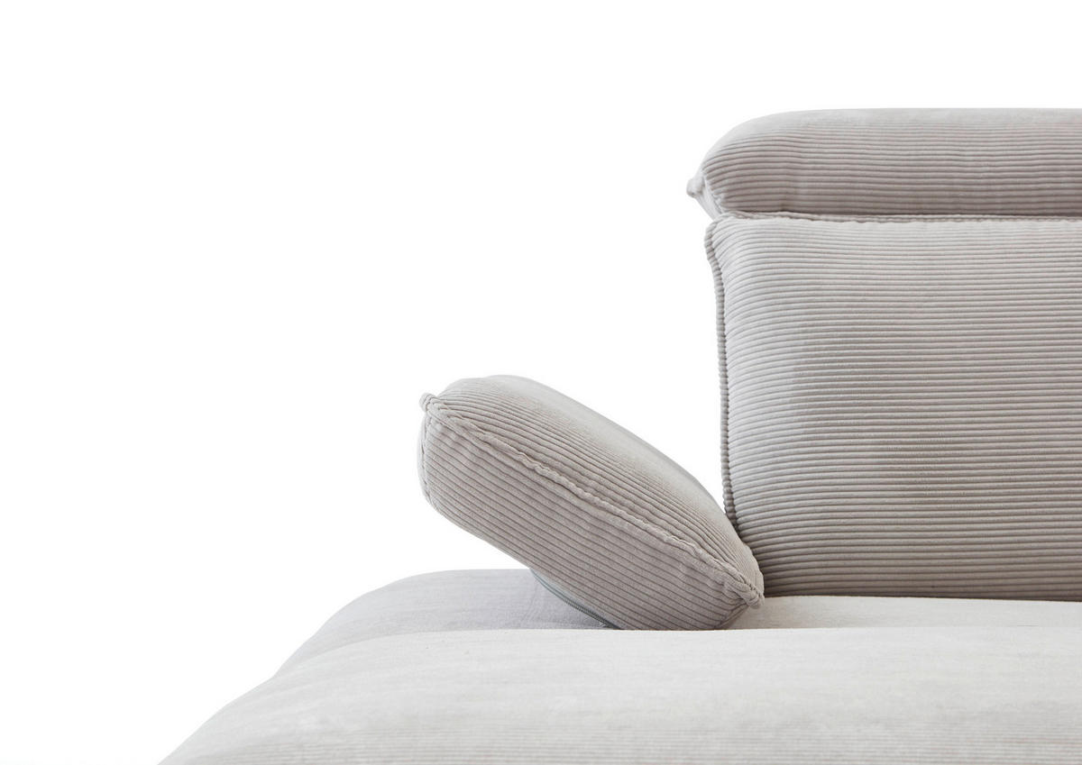 ECKSOFA in Cord Silberfarben  - Silberfarben/Schwarz, Design, Textil/Metall (202/301cm) - Moderano
