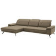 ECKSOFA in Echtleder Hellbraun  - Hellbraun/Schwarz, Design, Leder/Metall (193/332cm) - Dieter Knoll