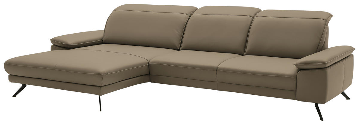 ECKSOFA in Echtleder Hellbraun  - Hellbraun/Schwarz, Design, Leder/Metall (193/332cm) - Dieter Knoll