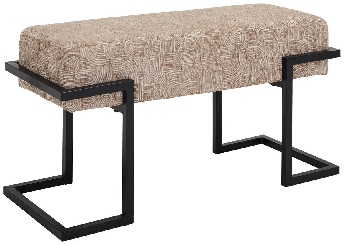 SITZBANK 80/42/33 cm Webstoff Schwarz, Beige  - Beige/Schwarz, Design, Textil/Metall (80/42/33cm) - Novel