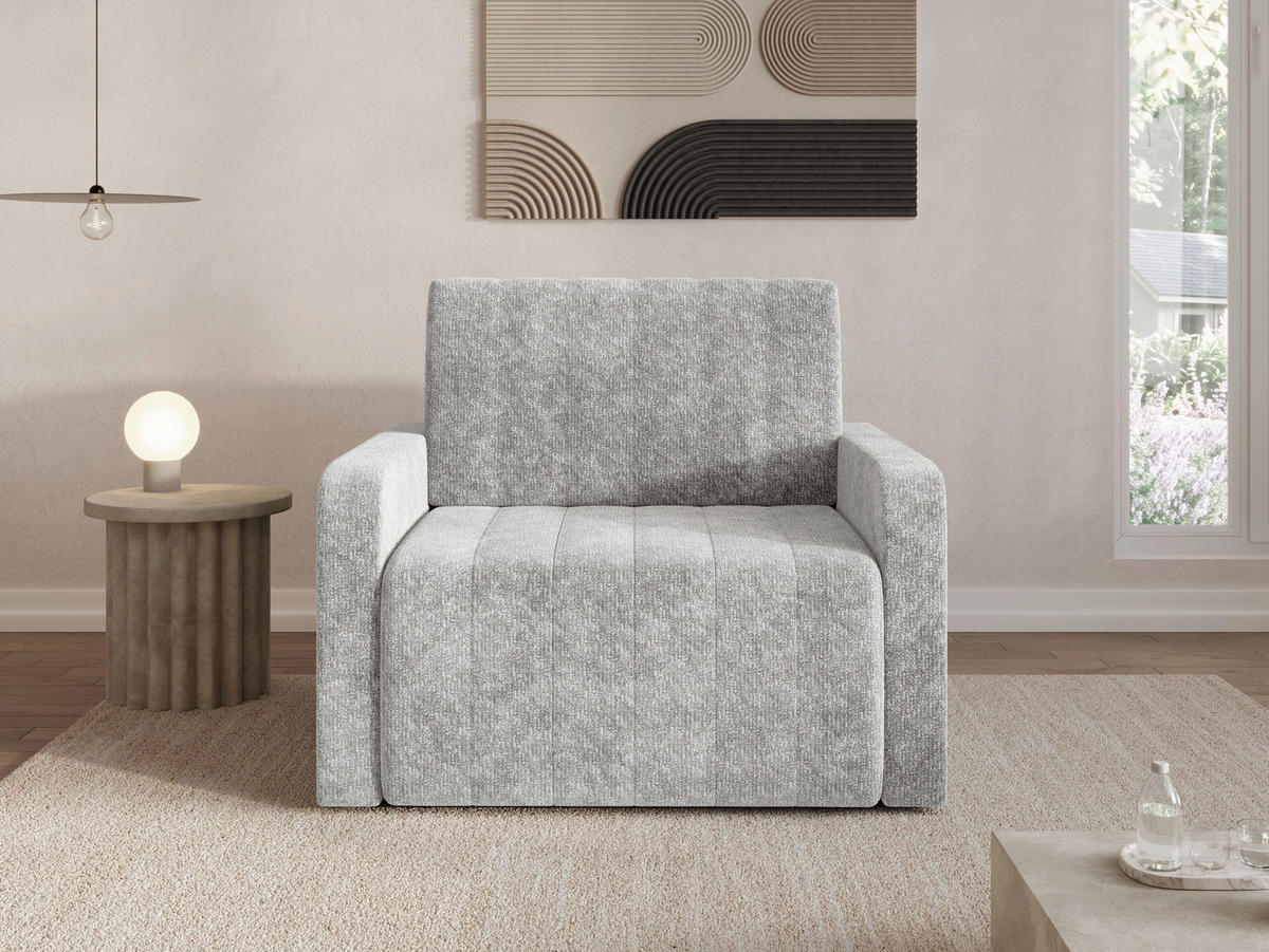 SCHLAFSESSEL Chenille Silberfarben Liegefunktion Rücken echt  inkl.  - Silberfarben/Schwarz, MODERN, Kunststoff/Textil (101/87/101cm) - Milino