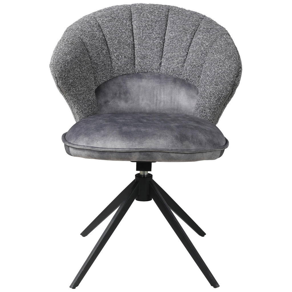 Thumbnail - Novel Stuhl, Grau, Schwarz, Metall, Textil, Drehkreuz, 61x87.5x63.5 cm, Stoffauswahl, Sitzfläche 360° drehbar, Esszimmer...