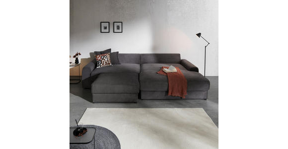 ECKSOFA in Cord Dunkelgrau  - Dunkelgrau/Schwarz, MODERN, Kunststoff/Textil (300/180cm) - Carryhome