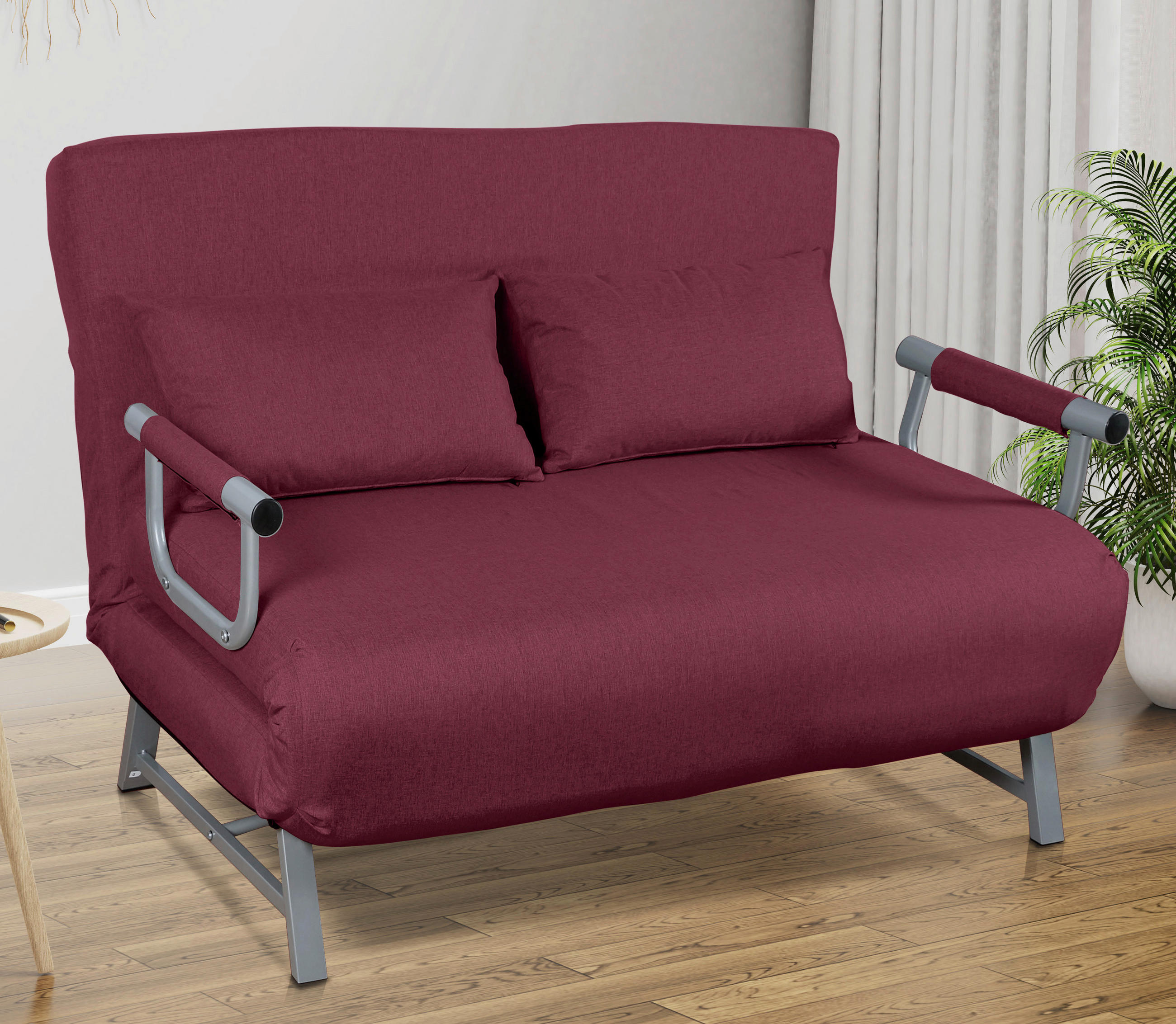 BÄDDSOFFA i röd - röd/grå, Modern, metall/textil (127/95/78cm) - MID.YOU