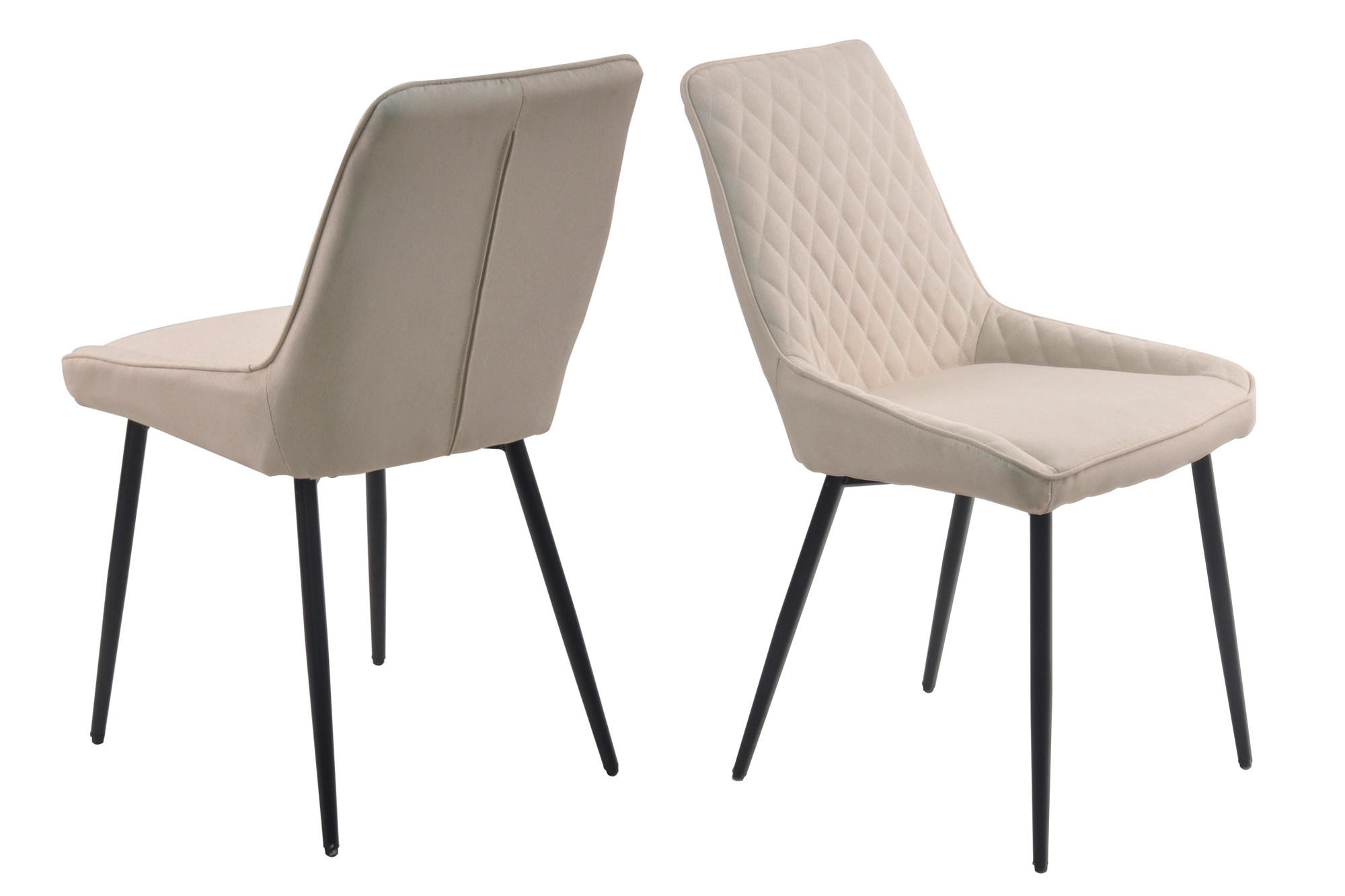 STUHL-SET 2 Stück  in  - Beige/Schwarz, Design, Textil/Metall (52/86/56cm) - Livetastic
