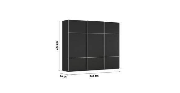 SCHWEBETÜRENSCHRANK 242/223/68 cm 3-türig Schwarz - Alufarben/Schwarz, KONVENTIONELL, Holzwerkstoff/Metall (242/223/68cm) - Novel