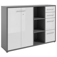 SIDEBOARD Texas 154,9/110/40 cm 4 Schublade(n)  - Dunkelgrau/Alufarben, MODERN, Glas/Holzwerkstoff (154,9/110/40cm) - Novel