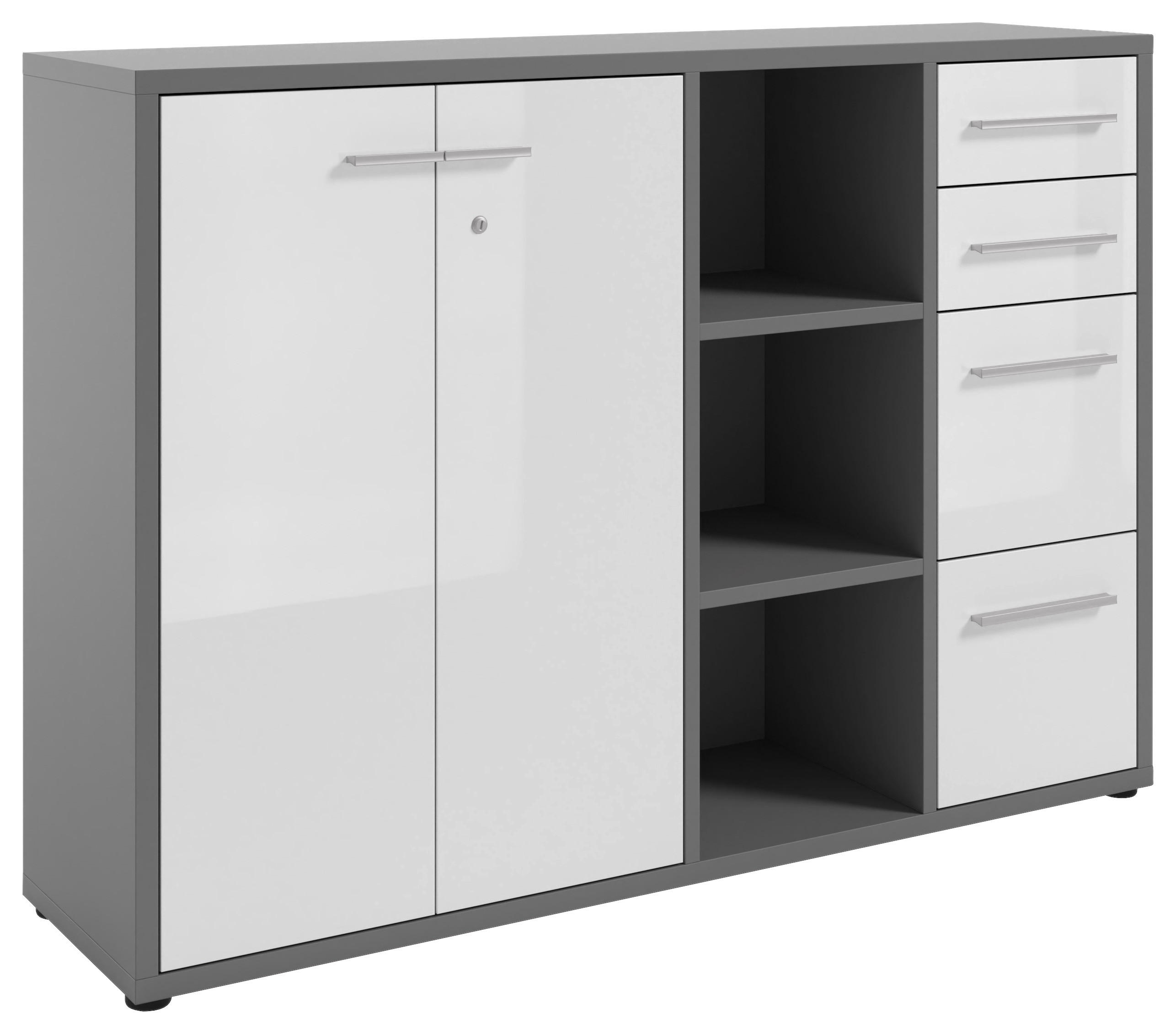 Novel Sideboard Texas Weiß, Dunkelgrau 154.9x110x40 cm