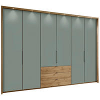 DREHTÜRENSCHRANK  in Salbeigrün, Eiche Bianco  - Schieferfarben/Eiche Bianco, Design, Holzwerkstoff/Metall (300/216/58cm) - Novel